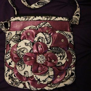 Purple and White Flowery Purse